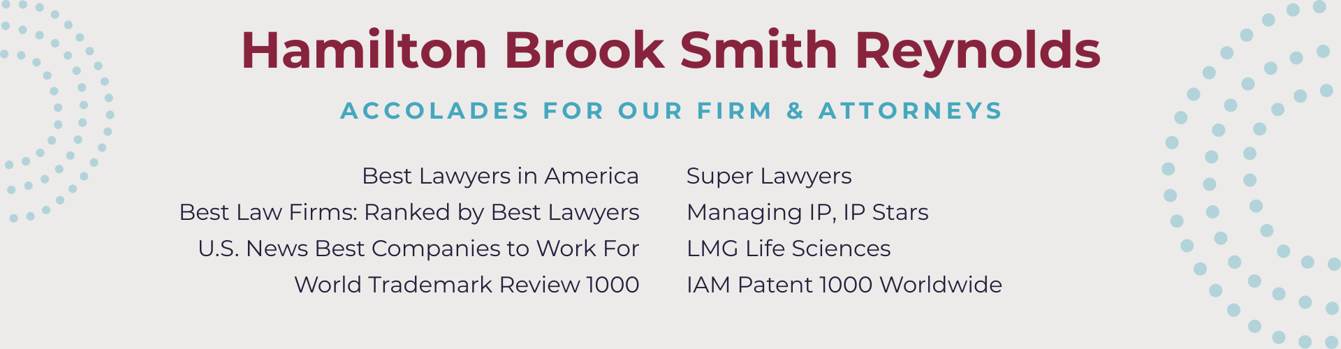 Hamilton Brook Smith Reynolds - Accolades for our Firm and Attorneys